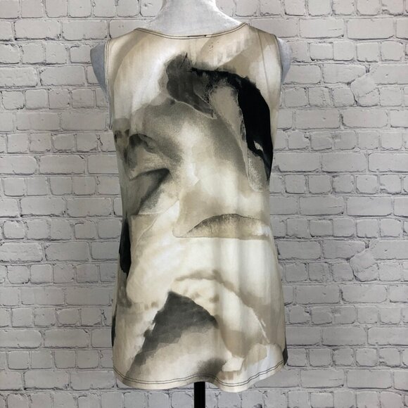 Clara Sunwoo Tan Black Sleeveless Top Size S Watercolor Abstract - Picture 3 of 6